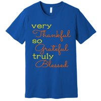 Thankful Grateful Blessed Fall Autumn Color Christian Cute Gift Premium T-Shirt