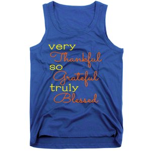 Thankful Grateful Blessed Fall Autumn Color Christian Cute Gift Tank Top