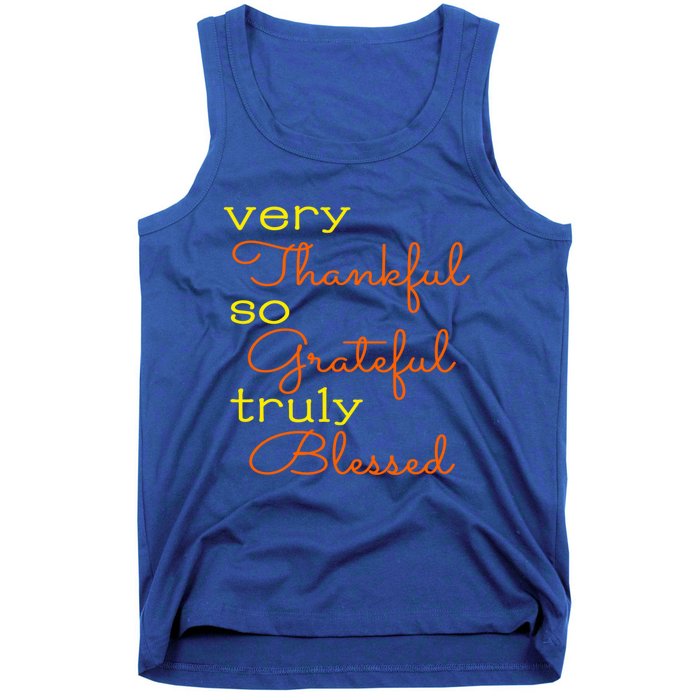 Thankful Grateful Blessed Fall Autumn Color Christian Cute Gift Tank Top