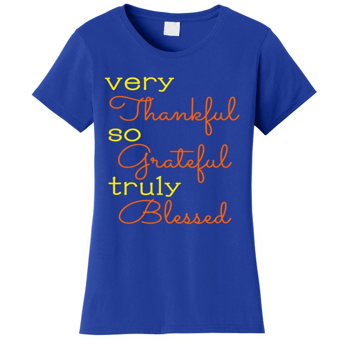 Thankful Grateful Blessed Fall Autumn Color Christian Cute Gift Women's T-Shirt