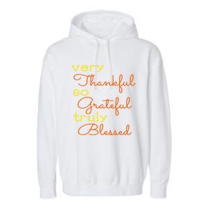 Thankful Grateful Blessed Fall Autumn Color Christian Cute Gift Garment-Dyed Fleece Hoodie