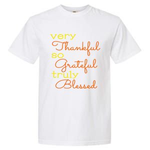 Thankful Grateful Blessed Fall Autumn Color Christian Cute Gift Garment-Dyed Heavyweight T-Shirt