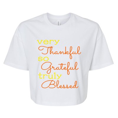 Thankful Grateful Blessed Fall Autumn Color Christian Cute Gift Bella+Canvas Jersey Crop Tee