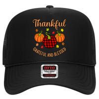 Thankful Grateful Blessed Turkey Thanksgiving Family Graphic High Crown Mesh Back Trucker Hat