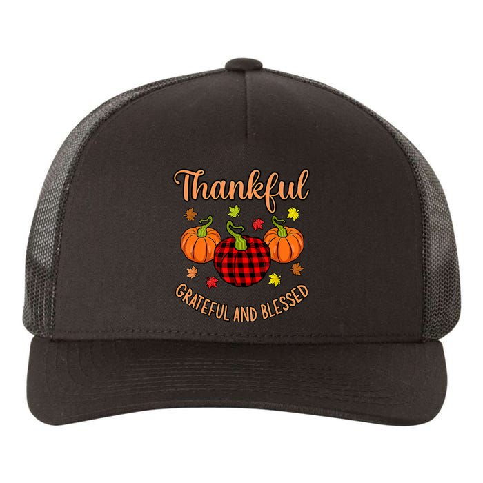 Thankful Grateful Blessed Turkey Thanksgiving Family Graphic Yupoong Adult 5-Panel Trucker Hat