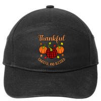 Thankful Grateful Blessed Turkey Thanksgiving Family Graphic 7-Panel Snapback Hat