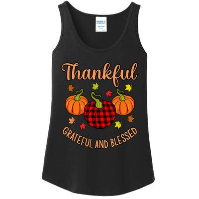 Thankful Grateful Blessed Turkey Thanksgiving Family Graphic Ladies Essential Tank