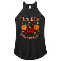 Thankful Grateful Blessed Turkey Thanksgiving Family Graphic Women's Perfect Tri Rocker Tank