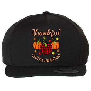 Thankful Grateful Blessed Turkey Thanksgiving Family Graphic Wool Snapback Cap