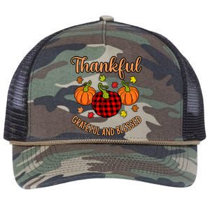 Thankful Grateful Blessed Turkey Thanksgiving Family Graphic Retro Rope Trucker Hat Cap