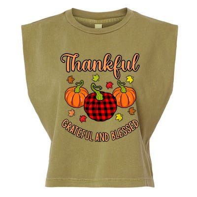 Thankful Grateful Blessed Turkey Thanksgiving Family Graphic Garment-Dyed Women's Muscle Tee