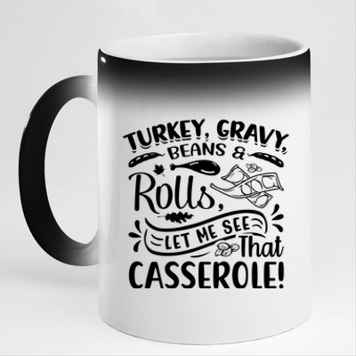 Turkey Gravy Beans & Rolls For Thanksgiving 11oz Black Color Changing Mug