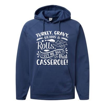 Turkey Gravy Beans & Rolls For Thanksgiving Performance Fleece Hoodie