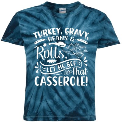 Turkey Gravy Beans & Rolls For Thanksgiving Kids Tie-Dye T-Shirt