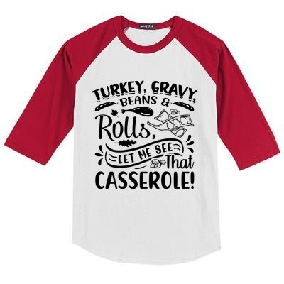 Turkey Gravy Beans & Rolls For Thanksgiving Kids Colorblock Raglan Jersey