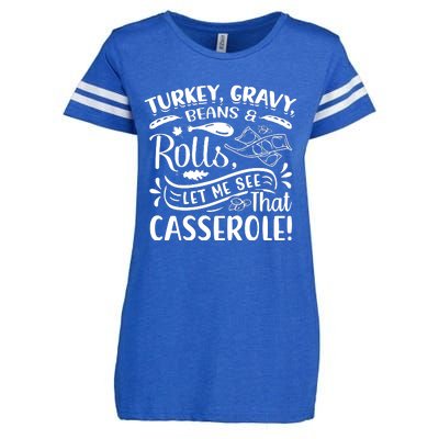 Turkey Gravy Beans & Rolls For Thanksgiving Enza Ladies Jersey Football T-Shirt