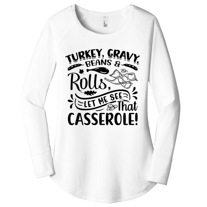 Turkey Gravy Beans & Rolls For Thanksgiving Women's Perfect Tri Tunic Long Sleeve Shirt