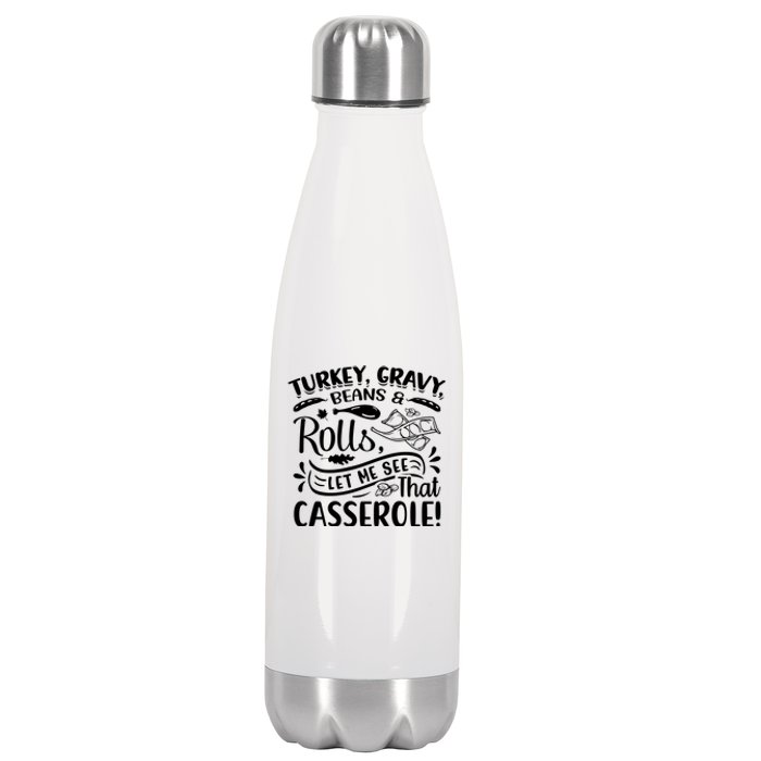 Turkey Gravy Beans & Rolls For Thanksgiving Stainless Steel Insulated Water Bottle