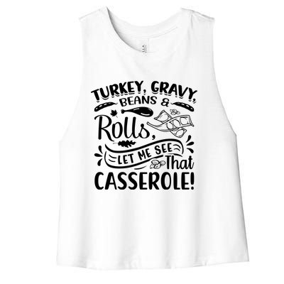 Turkey Gravy Beans & Rolls For Thanksgiving Women's Racerback Cropped Tank