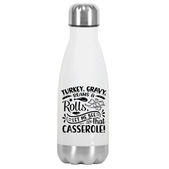 Turkey Gravy Beans & Rolls For Thanksgiving Stainless Steel Insulated Water Bottle