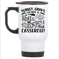 Turkey Gravy Beans & Rolls For Thanksgiving Stainless Steel Travel Mug