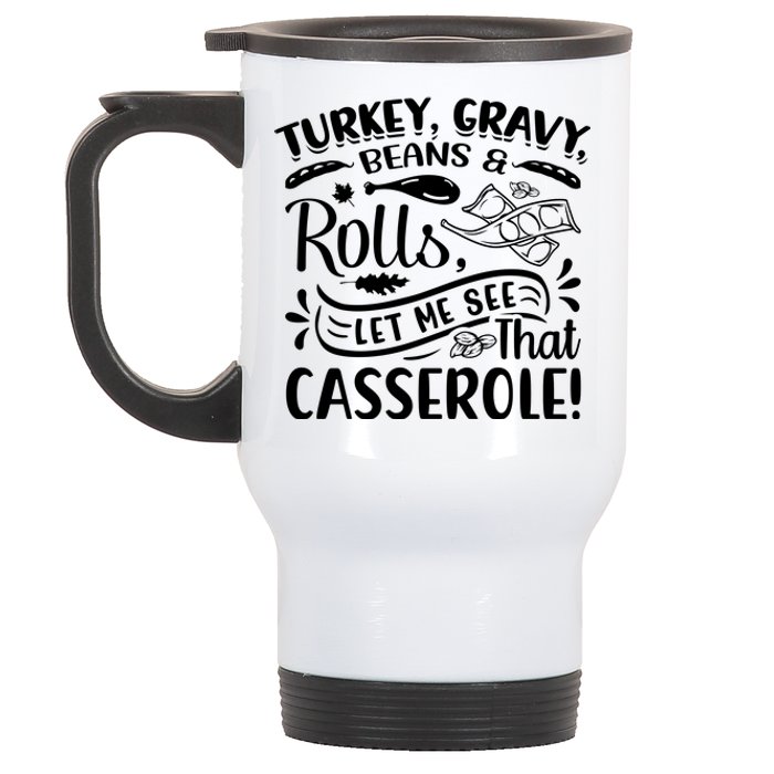 Turkey Gravy Beans & Rolls For Thanksgiving Stainless Steel Travel Mug