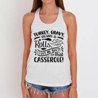 Turkey Gravy Beans & Rolls For Thanksgiving Women's Knotted Racerback Tank