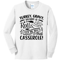 Turkey Gravy Beans & Rolls For Thanksgiving Kids Long Sleeve Shirt