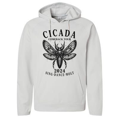 The Great Cicada Comeback 2024 Insect Invasion Cicadas Performance Fleece Hoodie