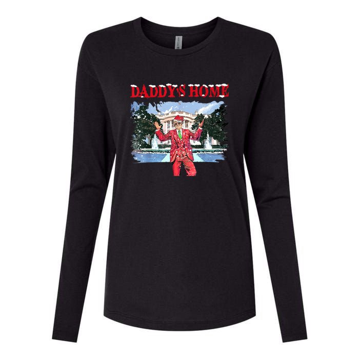 Trump Girl Christmas 2024 Daddys Home Womens Cotton Relaxed Long Sleeve T-Shirt