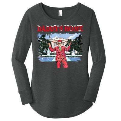 Trump Girl Christmas 2024 Daddys Home Women's Perfect Tri Tunic Long Sleeve Shirt