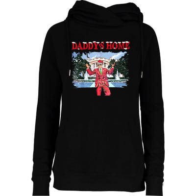 Trump Girl Christmas 2024 Daddys Home Womens Funnel Neck Pullover Hood