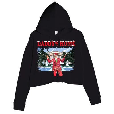 Trump Girl Christmas 2024 Daddys Home Crop Fleece Hoodie