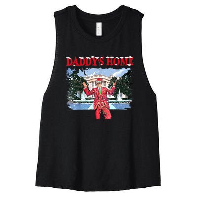 Trump Girl Christmas 2024 Daddys Home Women's Racerback Cropped Tank