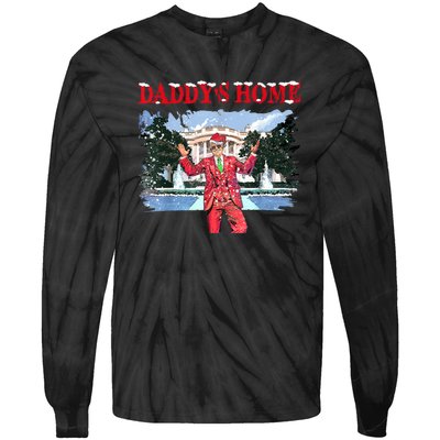 Trump Girl Christmas 2024 Daddys Home Tie-Dye Long Sleeve Shirt