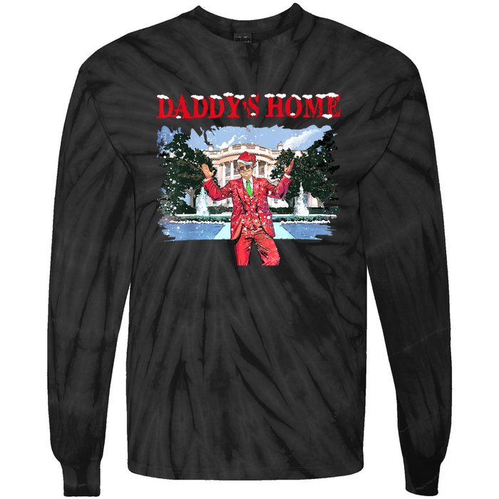 Trump Girl Christmas 2024 Daddys Home Tie-Dye Long Sleeve Shirt