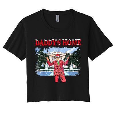 Trump Girl Christmas 2024 Daddys Home Women's Crop Top Tee