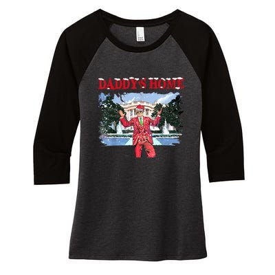 Trump Girl Christmas 2024 Daddys Home Women's Tri-Blend 3/4-Sleeve Raglan Shirt