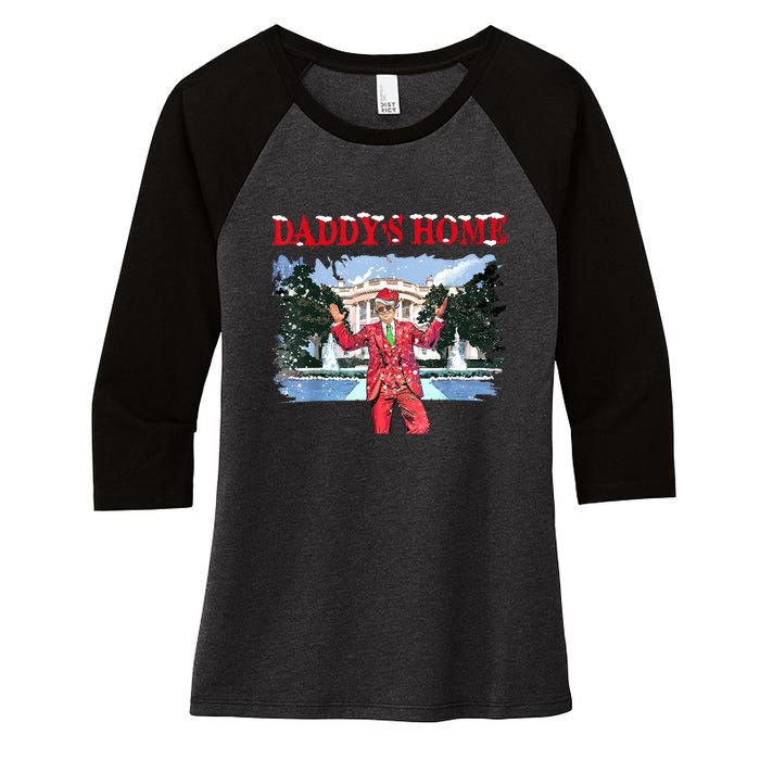 Trump Girl Christmas 2024 Daddys Home Women's Tri-Blend 3/4-Sleeve Raglan Shirt