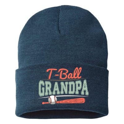 T-Ball Grandpa Cute Tee-Ball Grandchild Tball Game Day Match Sustainable Knit Beanie