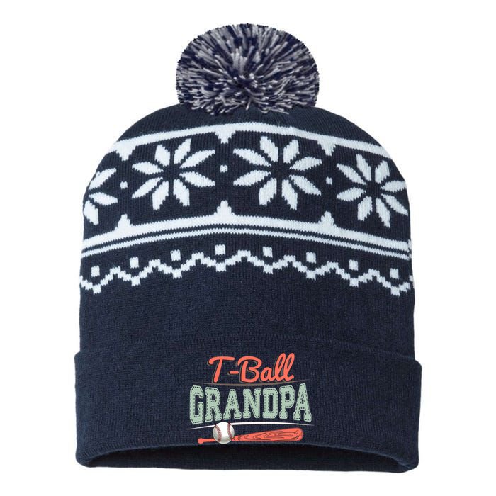 T-Ball Grandpa Cute Tee-Ball Grandchild Tball Game Day Match USA-Made Snowflake Beanie