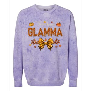 Thankful Glamma Coquette Fall Pumpkin Thanksgiving Colorblast Crewneck Sweatshirt