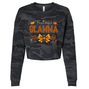 Thankful Glamma Coquette Fall Pumpkin Thanksgiving Cropped Pullover Crew