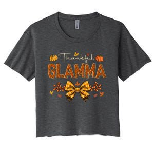 Thankful Glamma Coquette Fall Pumpkin Thanksgiving Women's Crop Top Tee