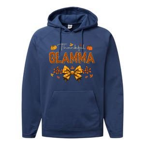 Thankful Glamma Coquette Fall Pumpkin Thanksgiving Performance Fleece Hoodie