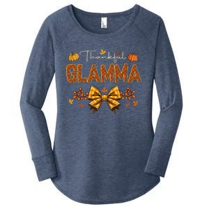 Thankful Glamma Coquette Fall Pumpkin Thanksgiving Women's Perfect Tri Tunic Long Sleeve Shirt