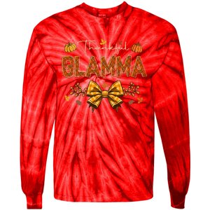 Thankful Glamma Coquette Fall Pumpkin Thanksgiving Tie-Dye Long Sleeve Shirt