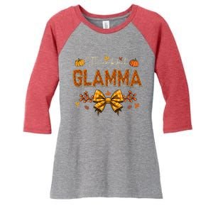 Thankful Glamma Coquette Fall Pumpkin Thanksgiving Women's Tri-Blend 3/4-Sleeve Raglan Shirt