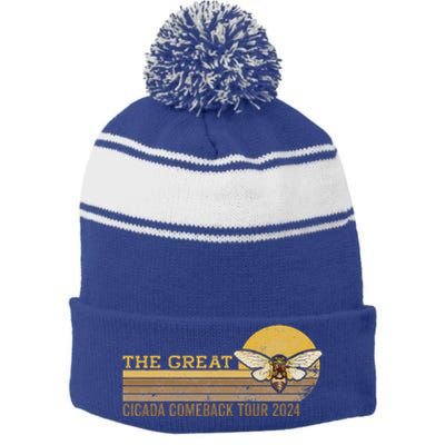 The Great Cicada Comeback 2024 Stripe Pom Pom Beanie