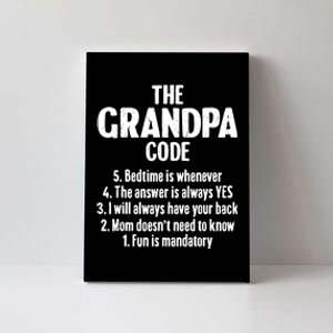 The Grandpa Code Cool Best Grandfather Humor Joke Canvas